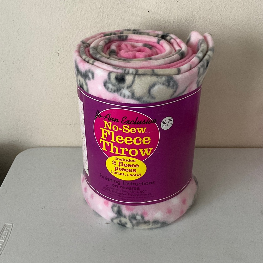 Pink and Gray Fleece Throw
